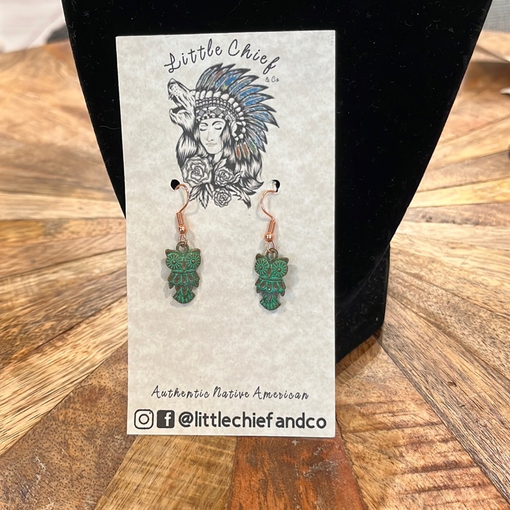 Handmade owl metal earrings